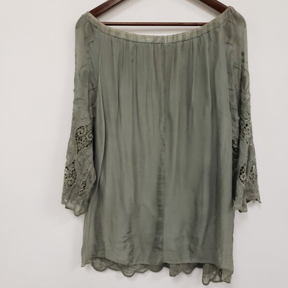 Womens Made In Italy Silk Embroidered Top Size 6 27 Fairy Grunge Boho Festival - Picture 1 of 12